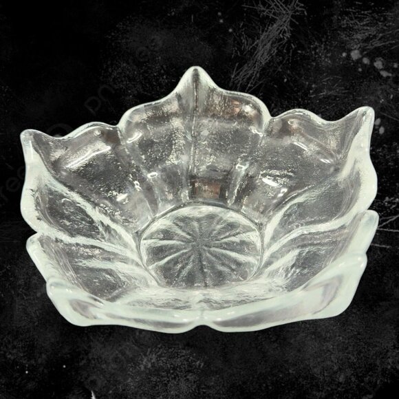 Mid Century Viking Glass Epic Stockholm 5 Spiked Clear Glass Lotus Bowl Vintage - Picture 1 of 11